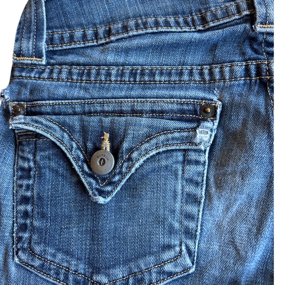 Hudson Jeans Blue Jean Shorts Frayed Hem Low Rise Size 26 - Picture 6 of 10